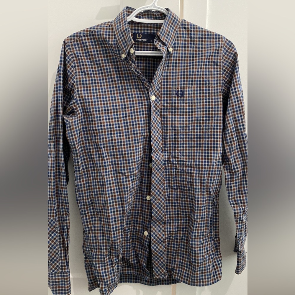 Sperry Blue and Brown Casual Button Down Shirt
